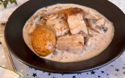 Mijoté pommes de terre, champignons et tofu